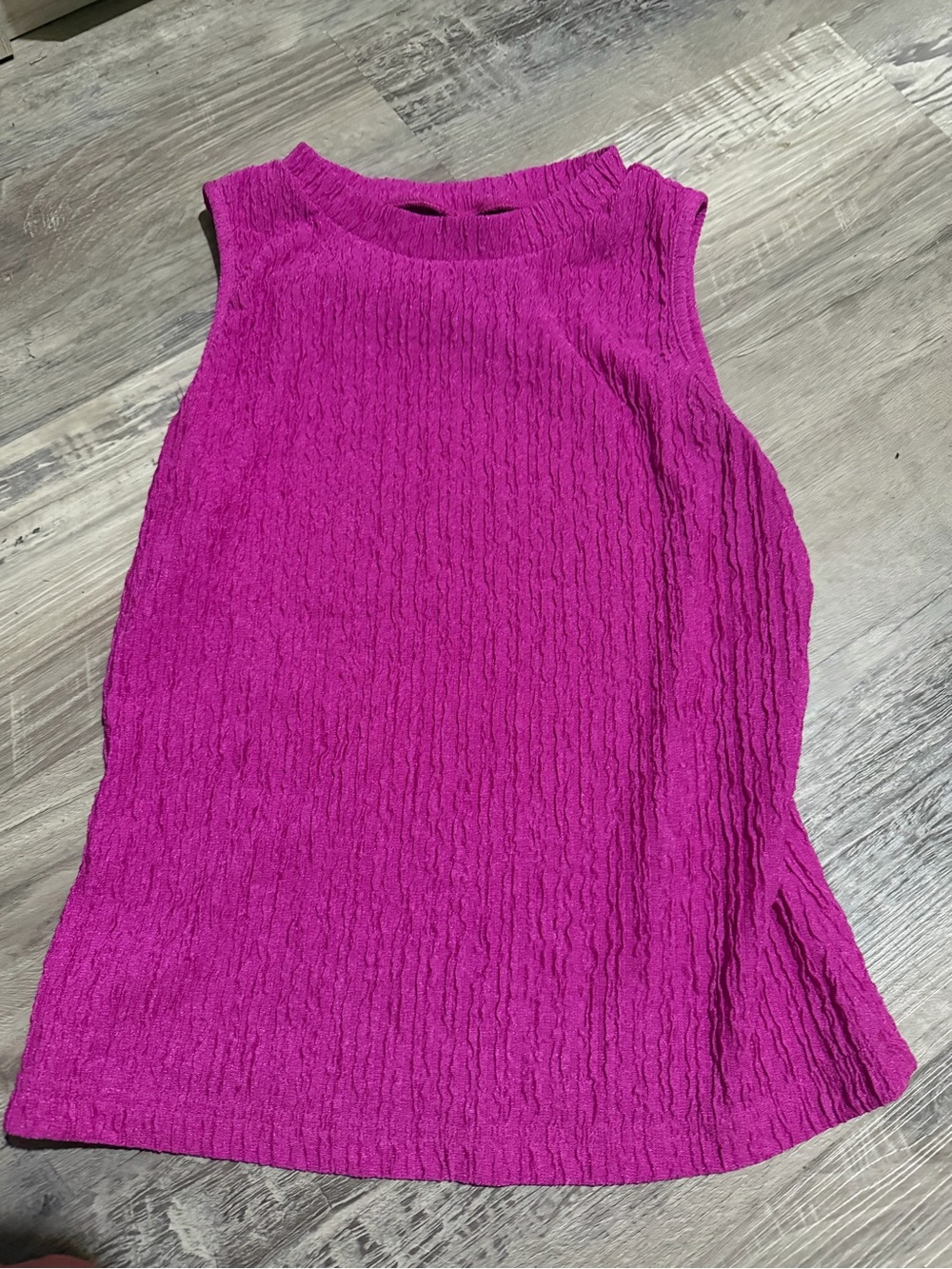 SHEIN Textured Sleeveless Tank Top - Magenta Pink